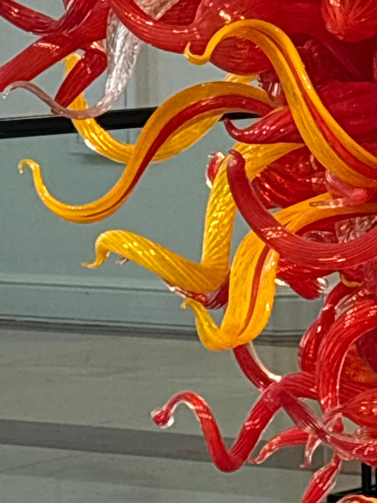 closeup up of a section of the chandelier